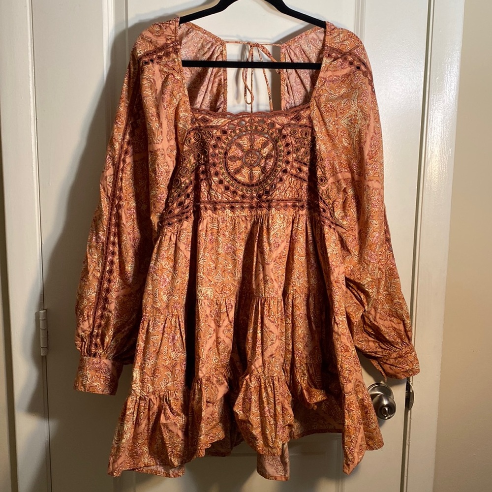 Orange patterned Free People dress